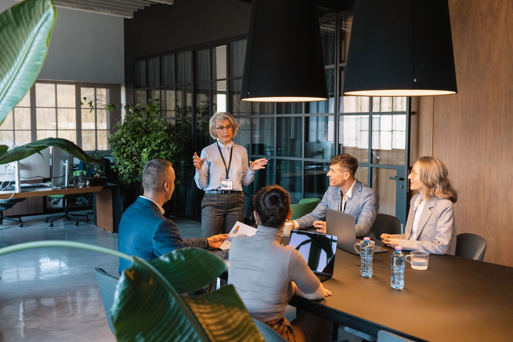 Technology strategy session in a board room