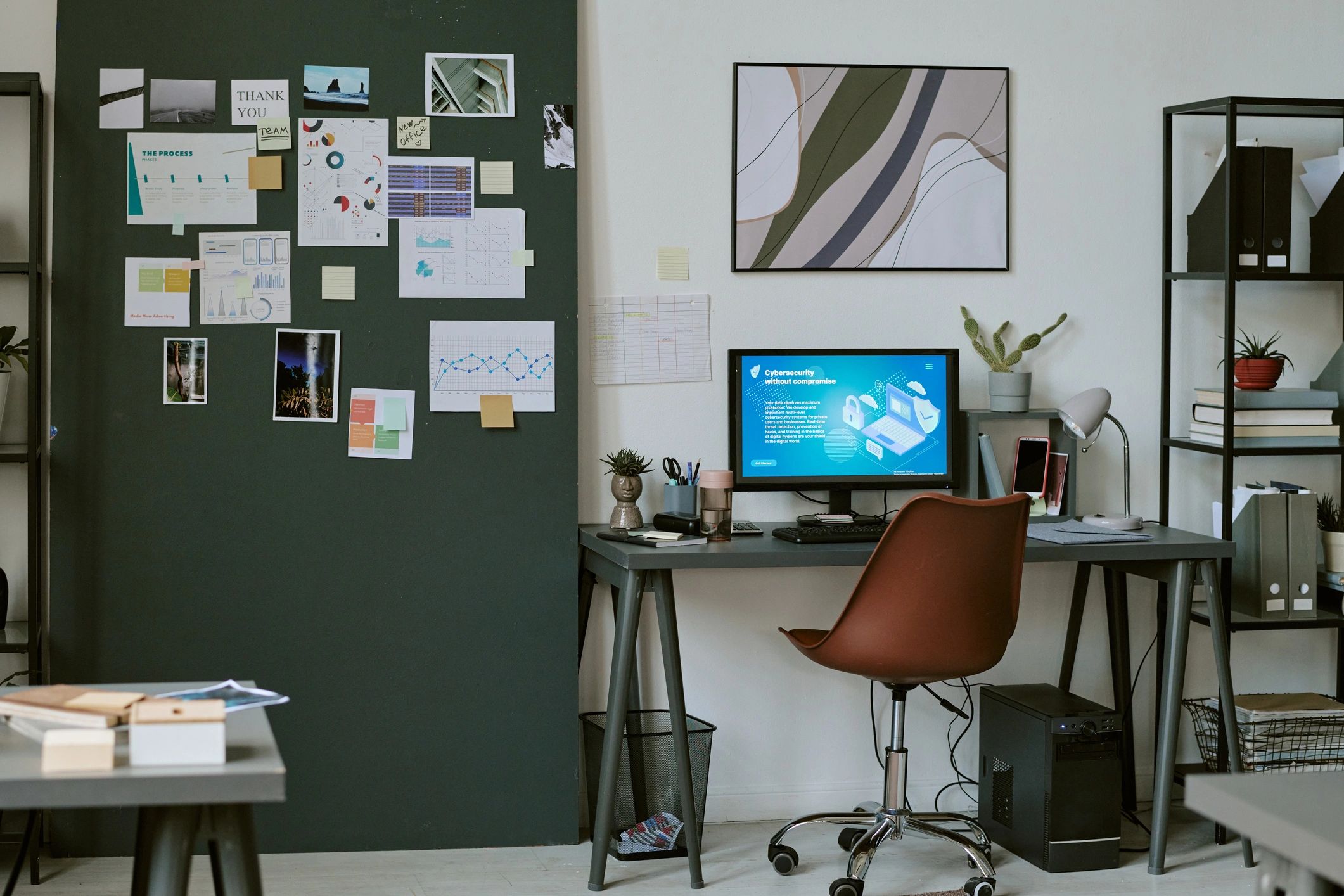 Modern office workspace used for technology planning